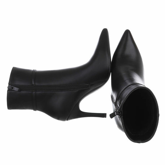 Bottines à Talons Aiguille Effet Cuir noir – vue 2 – Eymora