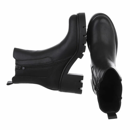 Bottines Chelsea à Talons Bloc et Plateforme Noir