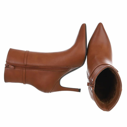 Bottines à Talons Aiguille Camel