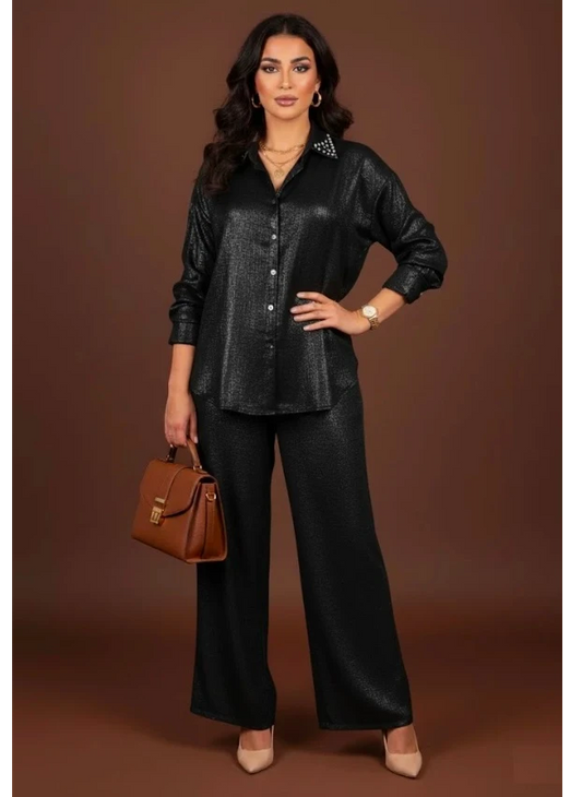 Ensemble Chemise & Pantalon Satiné – Chic et Élégant