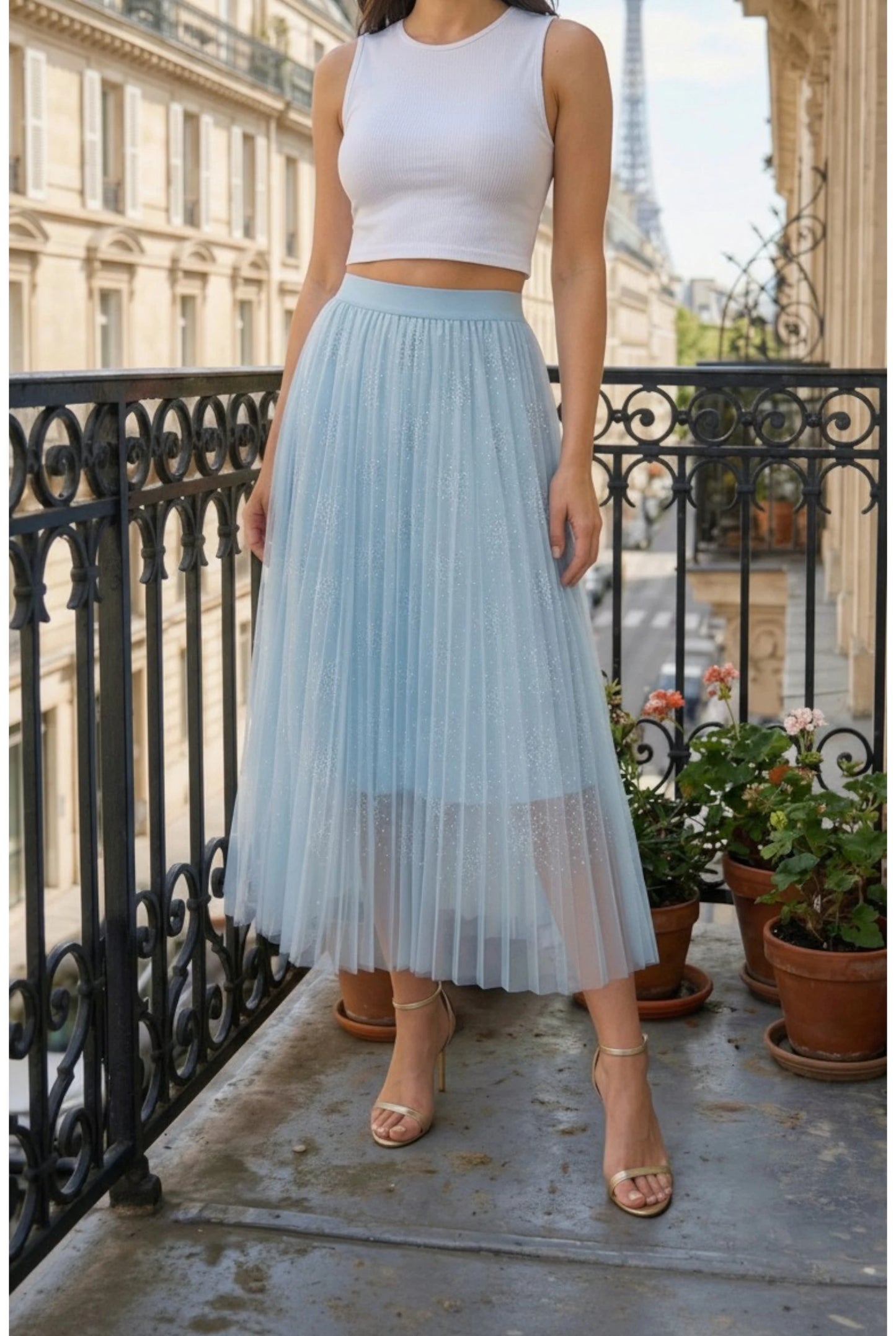 Jupe Tulle ROSIE Bleu – Élégance Aérienne