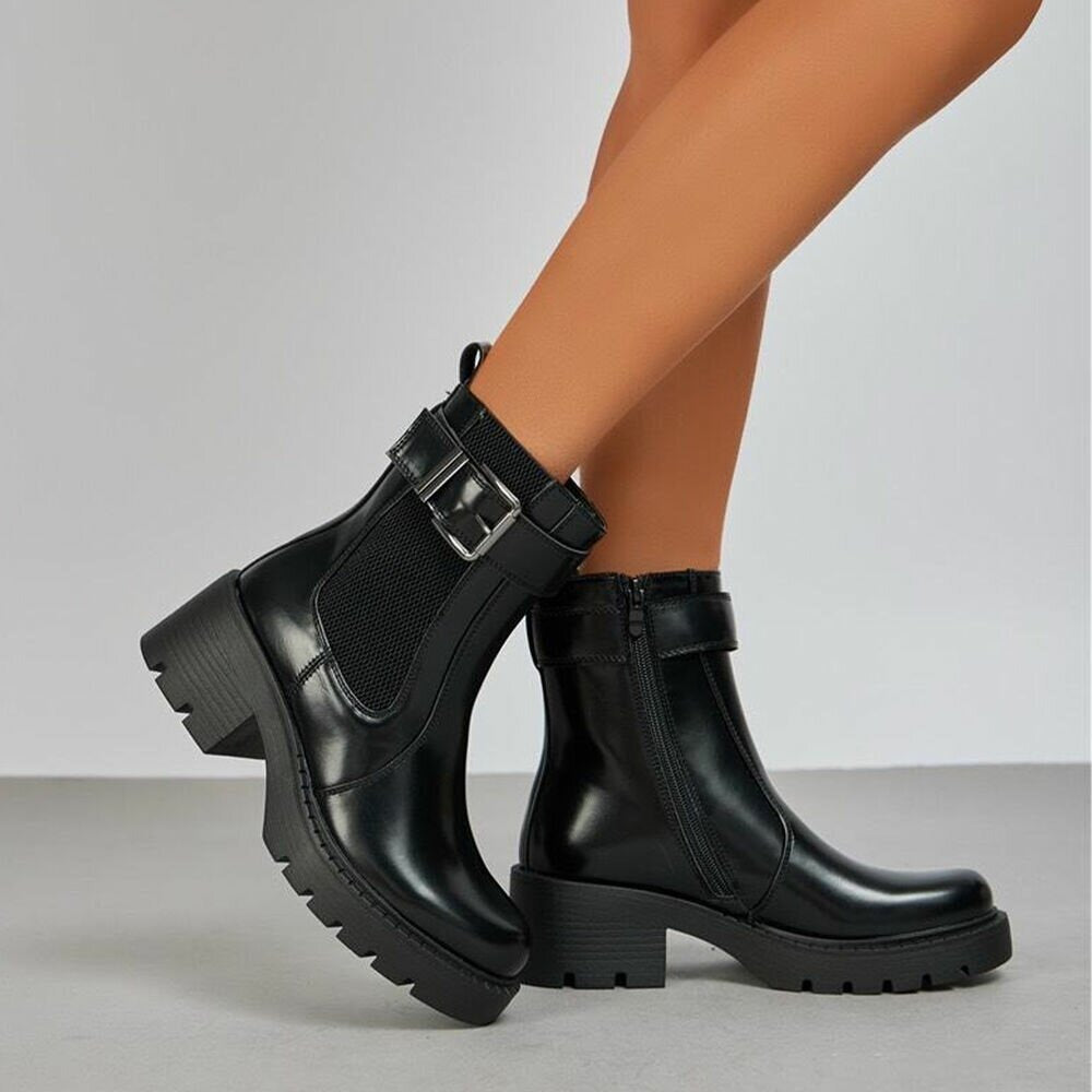 Bottines Chelsea à Plateforme noir portées – Eymora