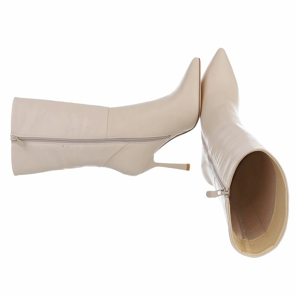 Bottes Mi-Mollet à Talon Aiguille beige – vue 2 – Eymora