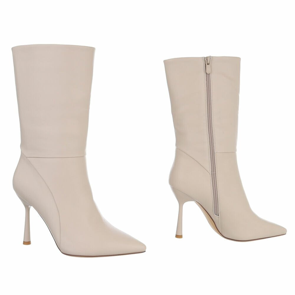 Bottes Mi-Mollet à Talon Aiguille beige – vue 3 – Eymora