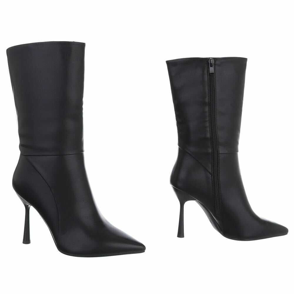Bottes Mi-Mollet à Talon Aiguille noir – vue 3 – Eymora