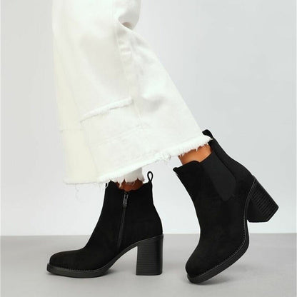 Bottines Chelsea à Talons Bloc noir portées – Eymora
