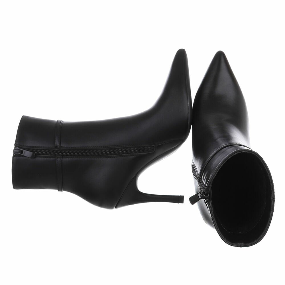Bottines à Talons Aiguille Effet Cuir noir – vue 2 – Eymora
