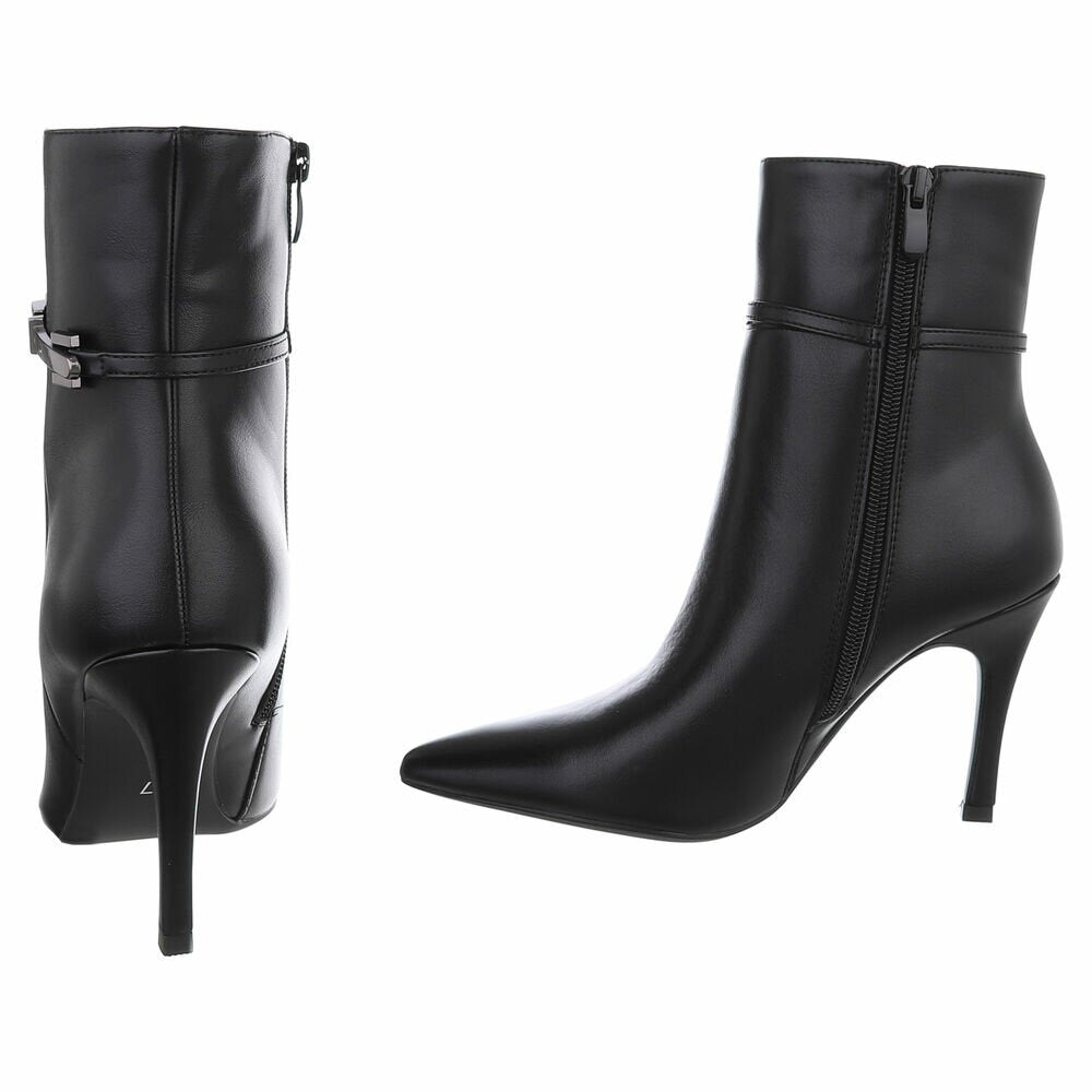 Bottines à Talons Aiguille Effet Cuir noir – vue 4 – Eymora