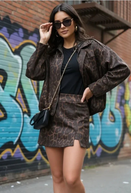 Bomber Oversize Imprimé Léopard