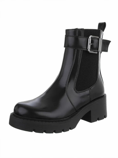 Bottines Chelsea à Plateforme – Style Urbain Noir