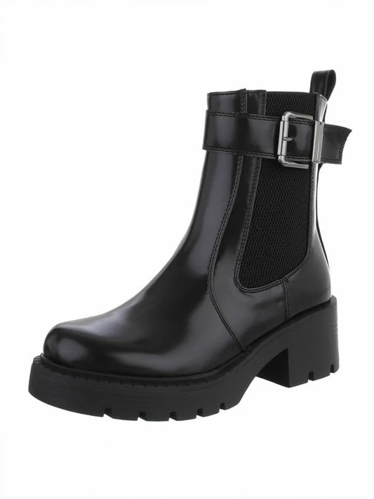 Bottines Chelsea à Plateforme – Style Urbain Noir