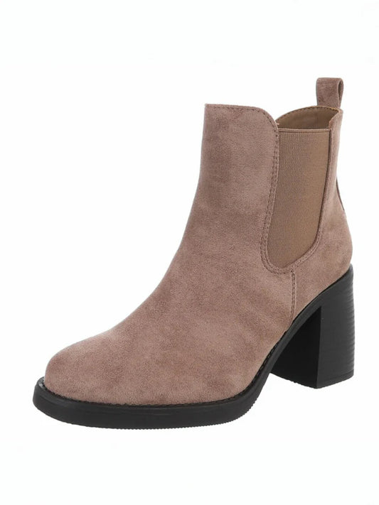 Bottines Chelsea à Talons Bloc Marron