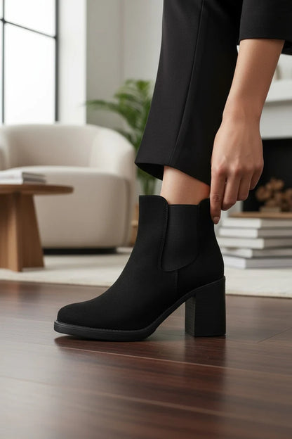 Bottines Chelsea à Talons Bloc Noir