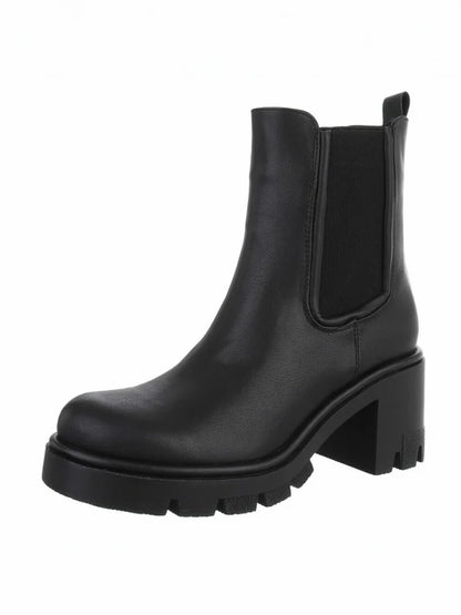 Bottines Chelsea à Talons Bloc et Plateforme Noir