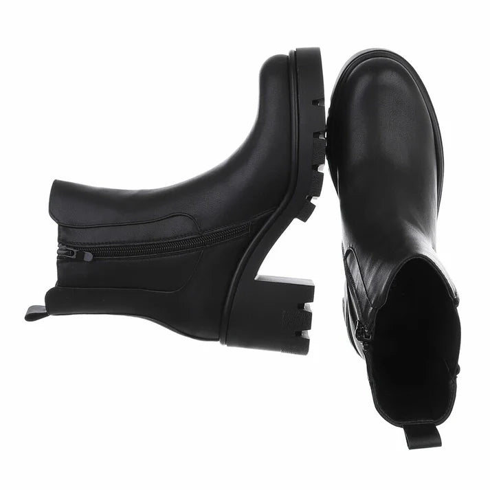 Bottines Chelsea à Talons Bloc et Plateforme Noir