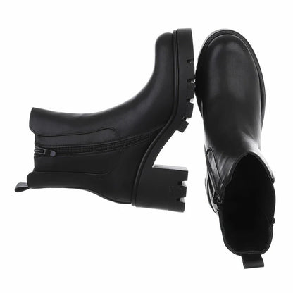Bottines Chelsea à Talons Bloc et Plateforme Noir