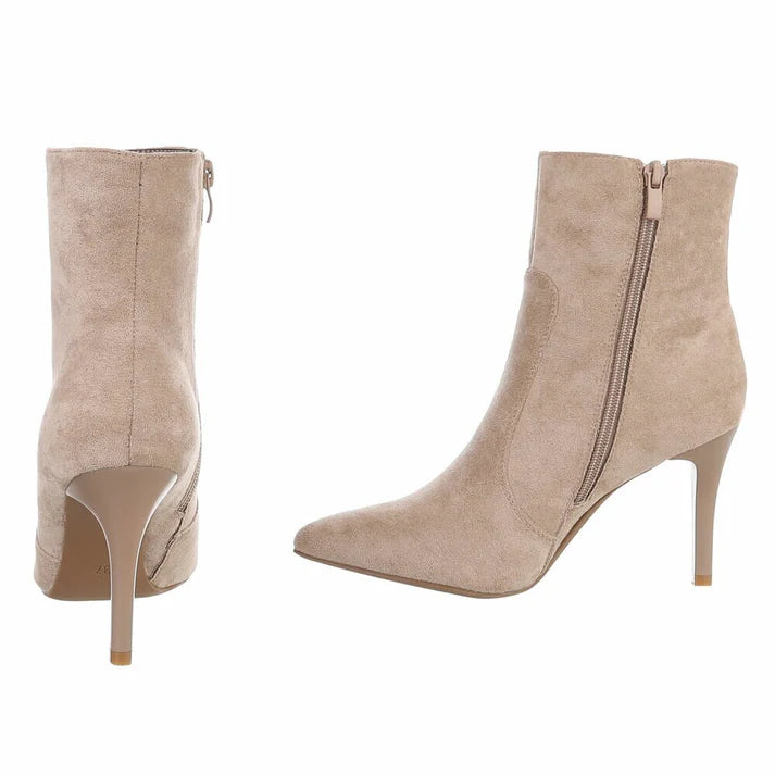 Bottines à Talons Aiguille – Élégance Intemporelle Beige