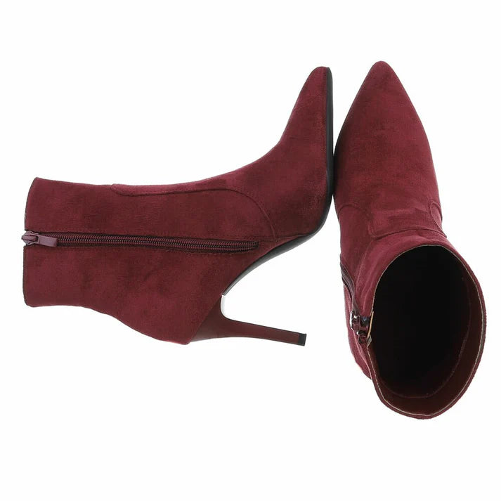 Bottines à Talons Aiguille – Élégance Intemporelle Bordeaux