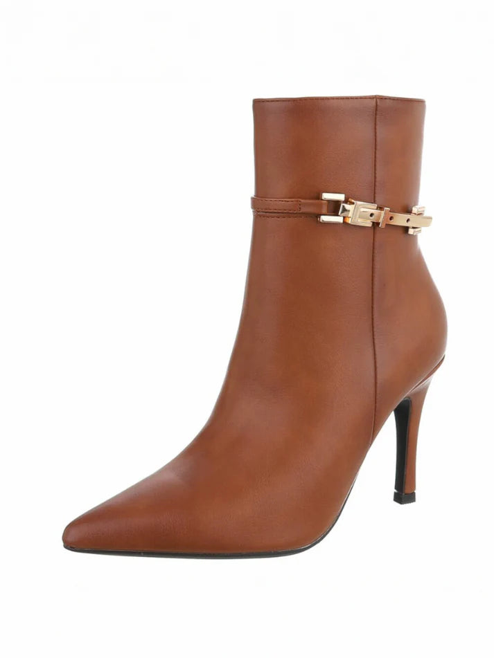 Bottines à Talons Aiguille Camel