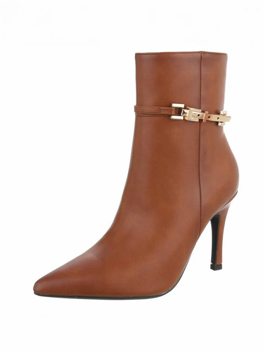 Bottines à Talons Aiguille Camel