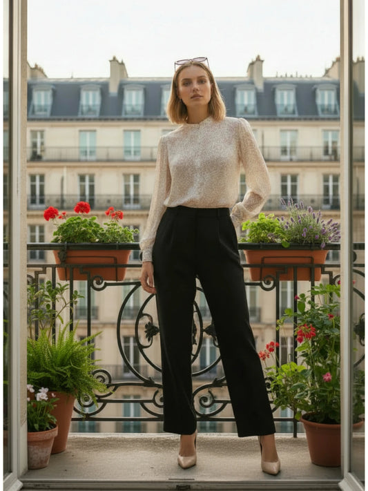 Chemise en coton beige avec détails broderies – Élégance Bohème Chic