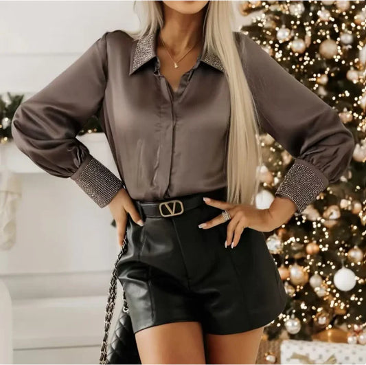 Chemisiers élégants pour femme, ornés de strass