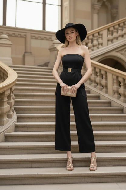 Combinaison bustier cargo chic ceinturée – Élégance structurée