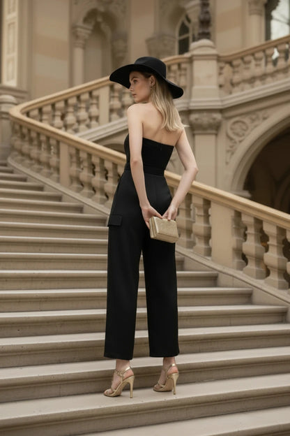 Combinaison bustier cargo chic ceinturée – Élégance structurée