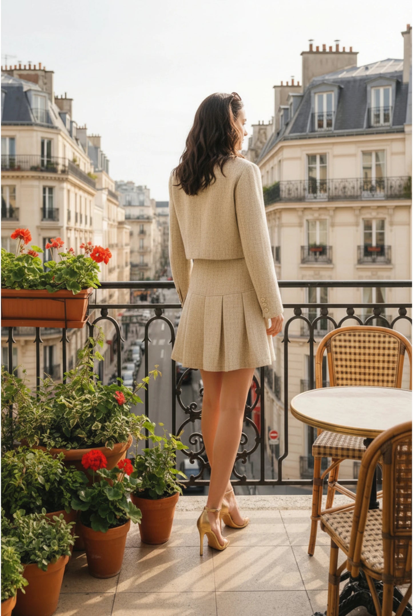 Ensemble Blazer & Jupe Short Rétro – Élégance Parisienne