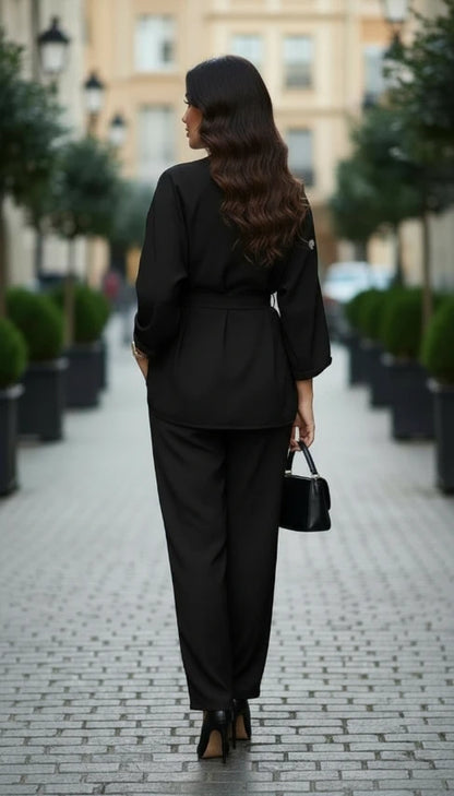 Ensemble Chemise Perlée & Pantalon – Chic & Élégant