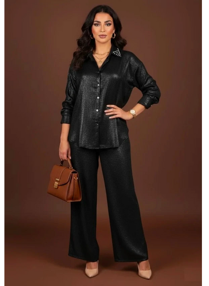 Ensemble Chemise & Pantalon Satiné – Chic et Élégant