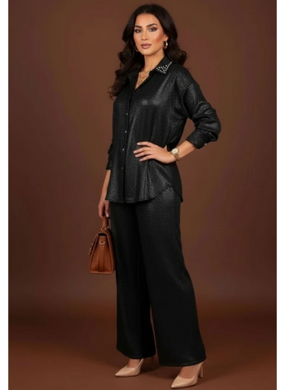 Ensemble Chemise & Pantalon Satiné – Chic et Élégant