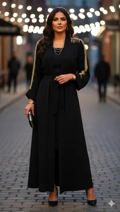 Ensemble féminin robe sans manches et kimono