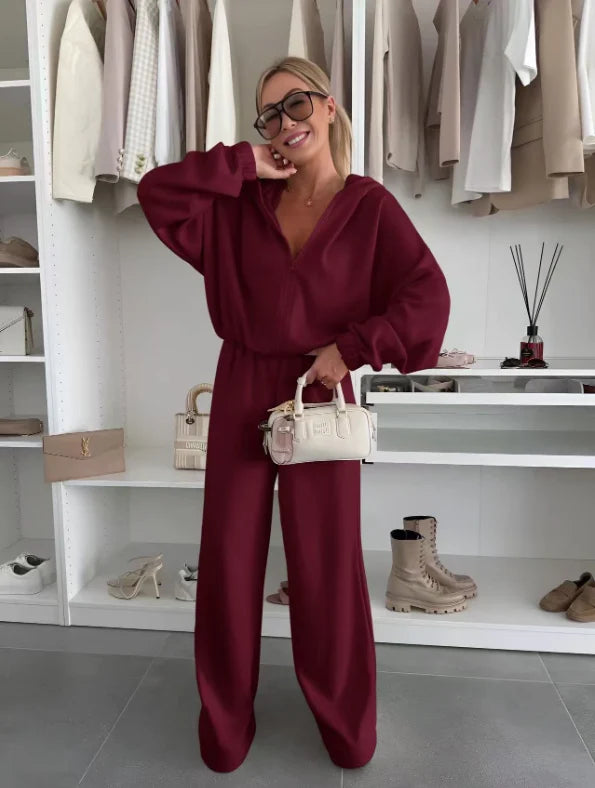 Ensemble oversize gilet zippé et pantalon