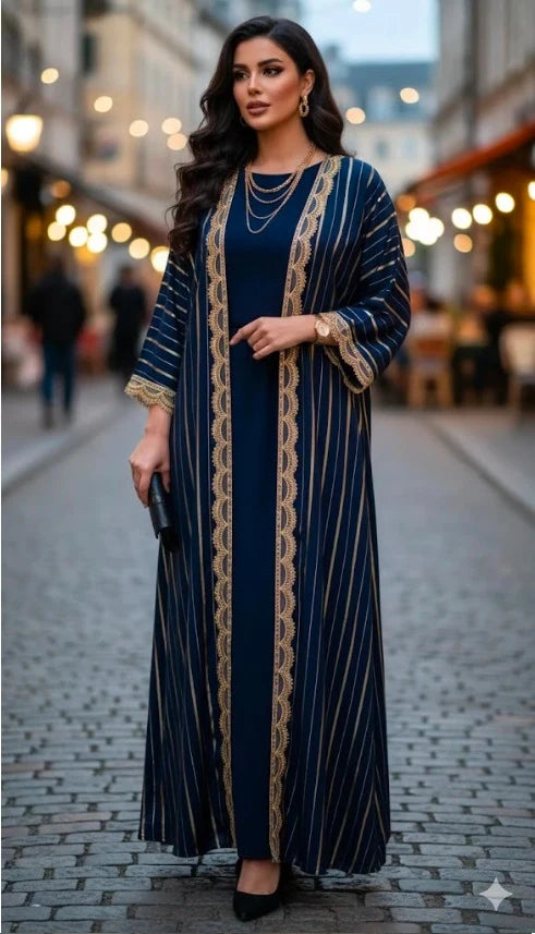 Robe sans manches et kimono assorti