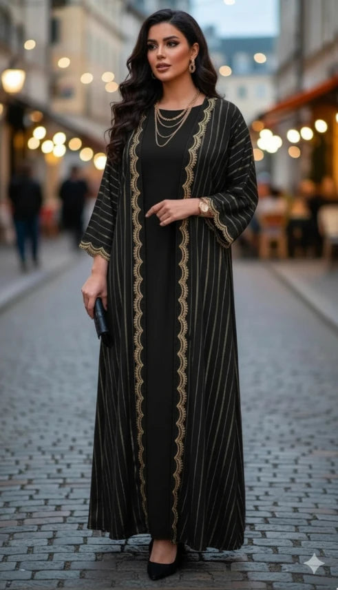 Robe sans manches et kimono assorti