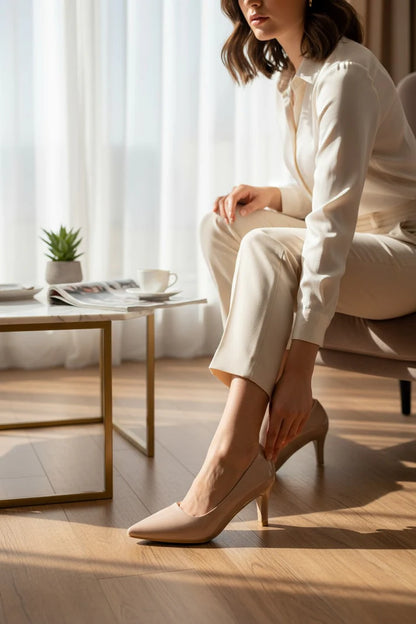 Escarpins Vernis à Talons – Chic Classique & Finition Brillante Beige