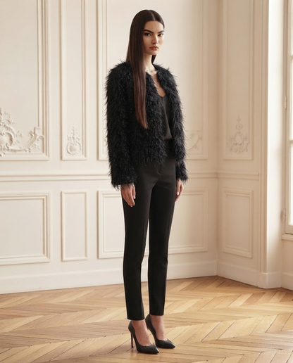 Veste scintillante noire – de trois-quarts – Eymora