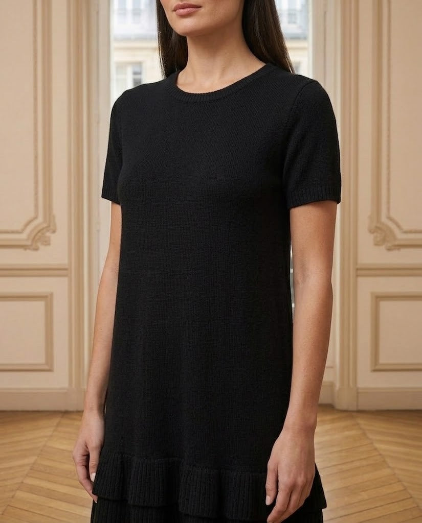 Robe courte à volants noir – détail – Eymora