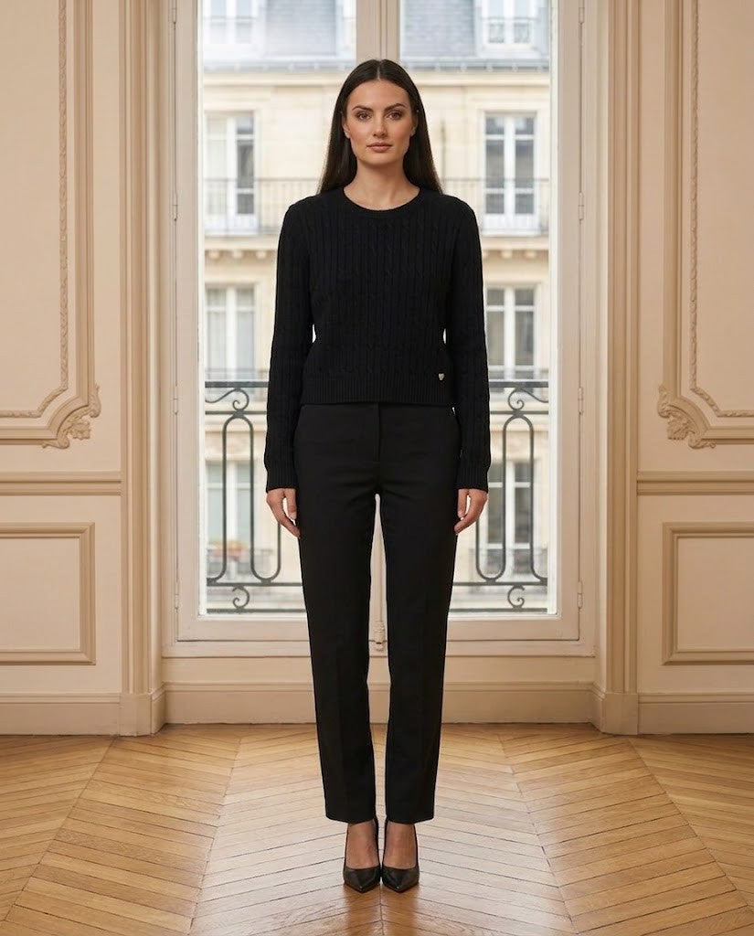 Pull torsadé noir – de face – Eymora