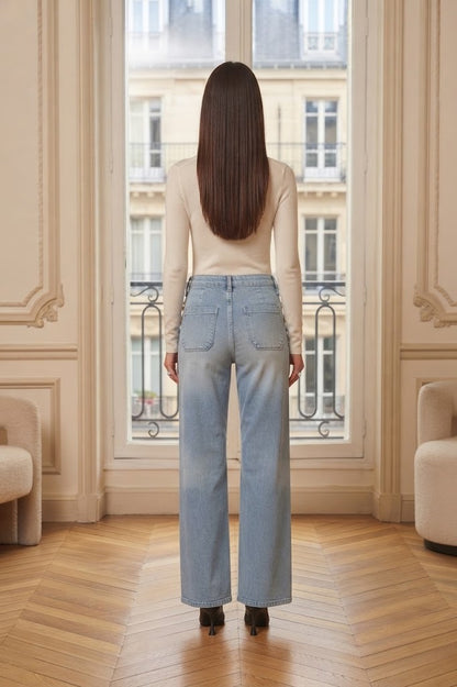 Jeans wide Angélique bleu clair – vue de dos – Eymora