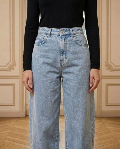 Jeans barrel Louisa bleu clair – détail – Eymora