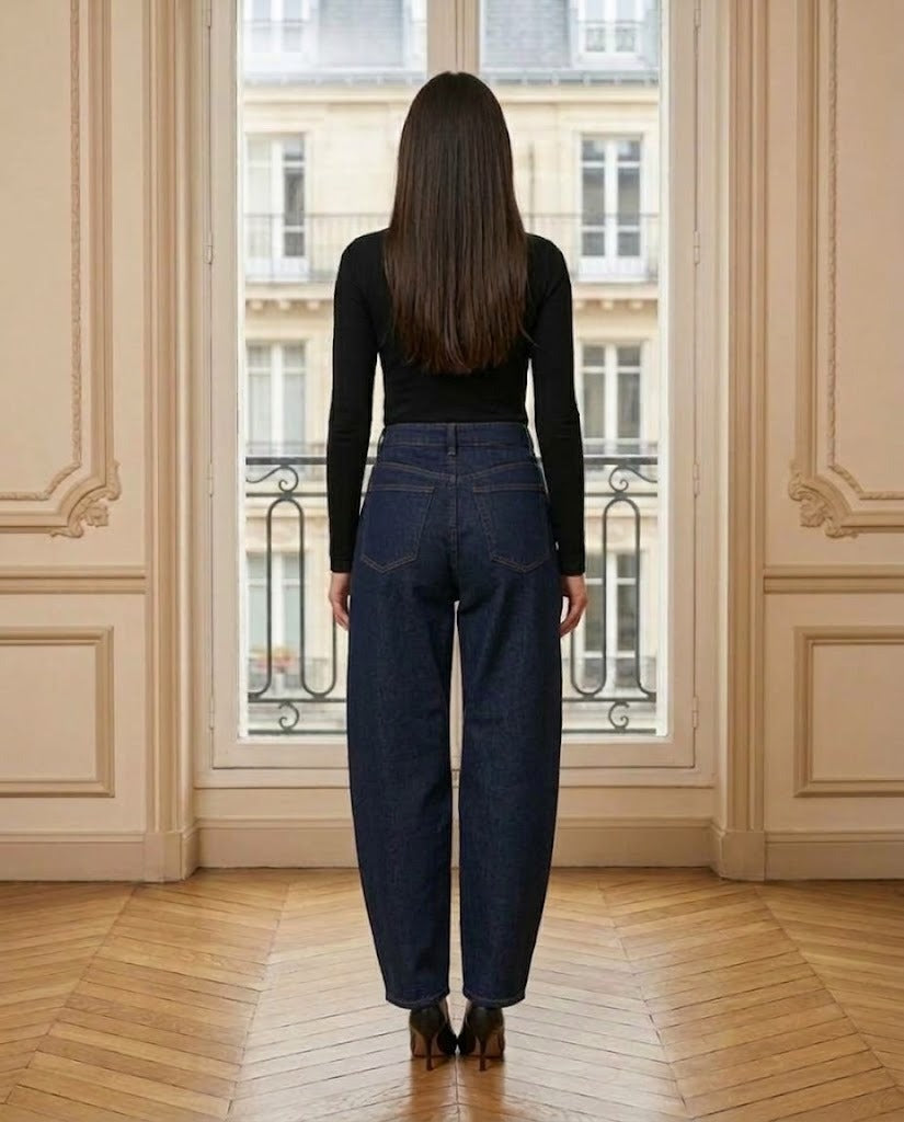 Jeans barrel Louisa bleu foncé – vue de dos – Eymora