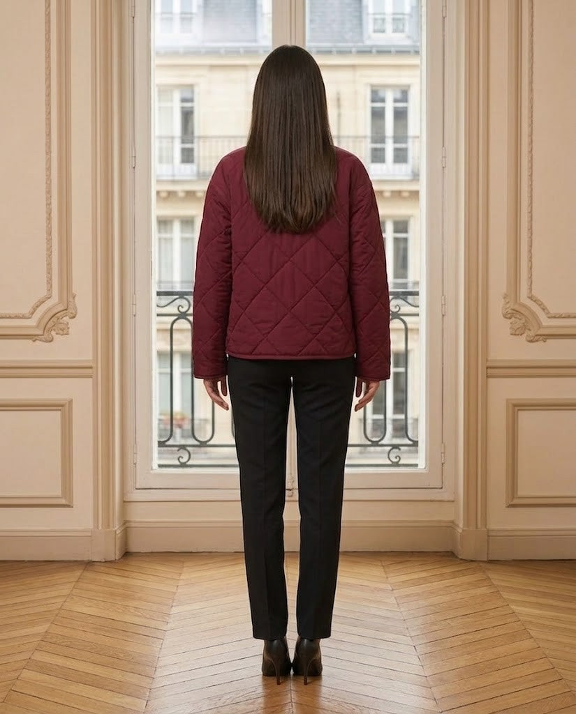 Veste matelassée bordeaux – de dos – Eymora