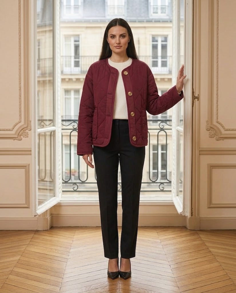 Veste matelassée bordeaux – portée – Eymora