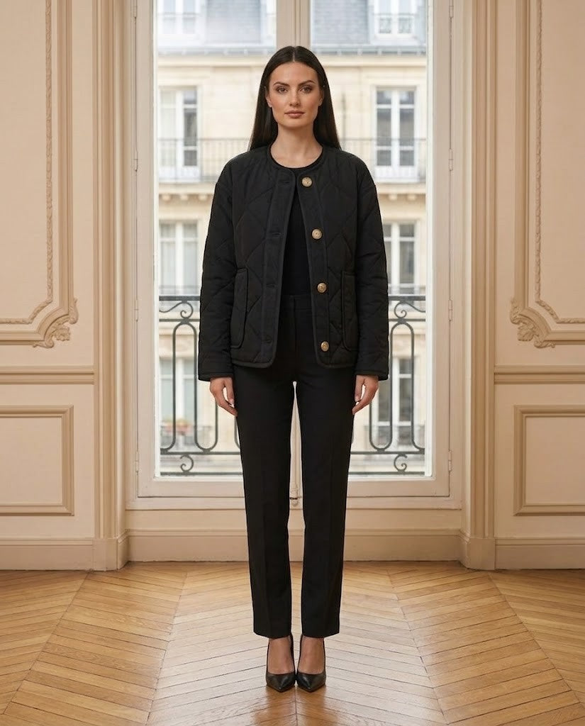 Veste matelassée noir – de face – Eymora