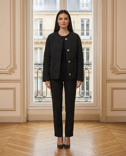 Veste matelassée noir – de face – Eymora