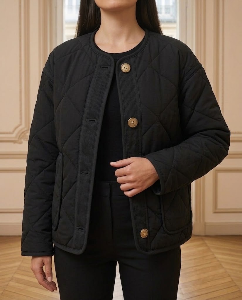 Veste matelassée noir – détail – Eymora