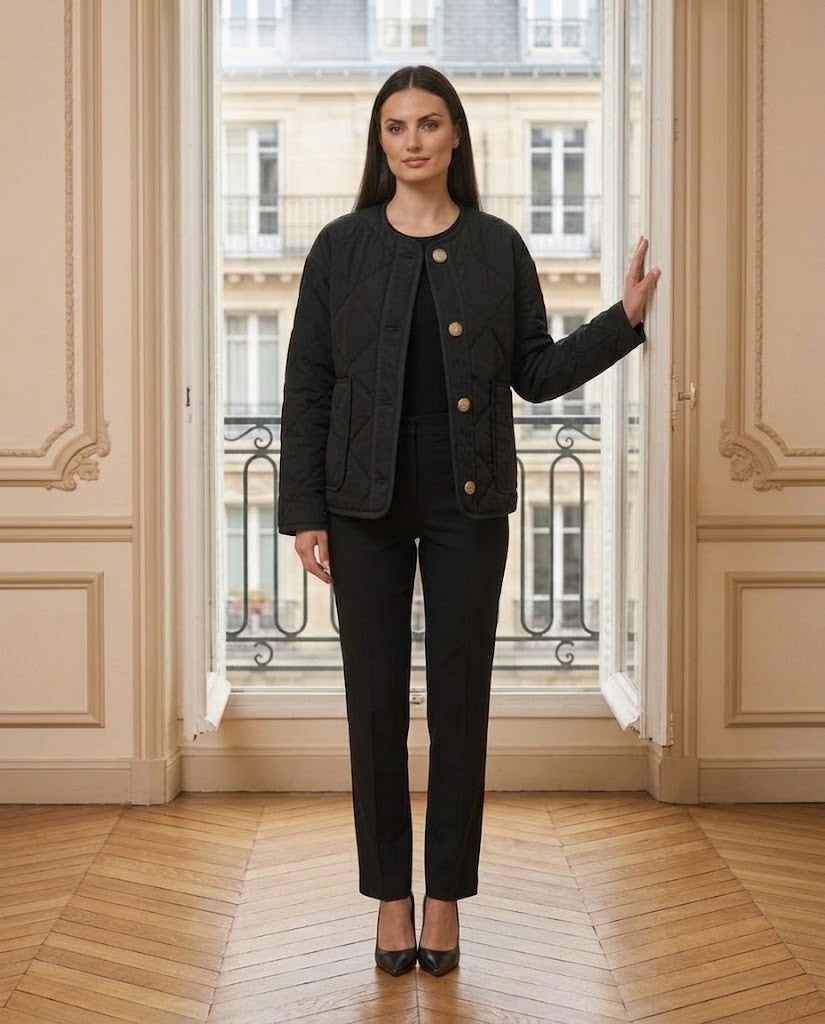 Veste matelassée noir – portée – Eymora