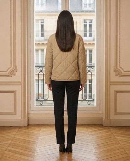 Veste matelassée taupe – de dos – Eymora
